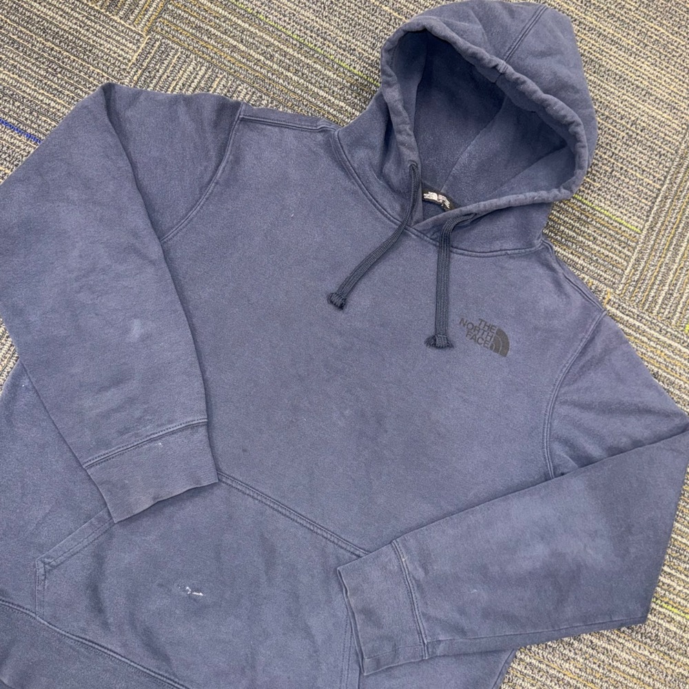 The North Face Hoodie Men Large Navy Blue Good Pullover Graphic Box Logo Fleece